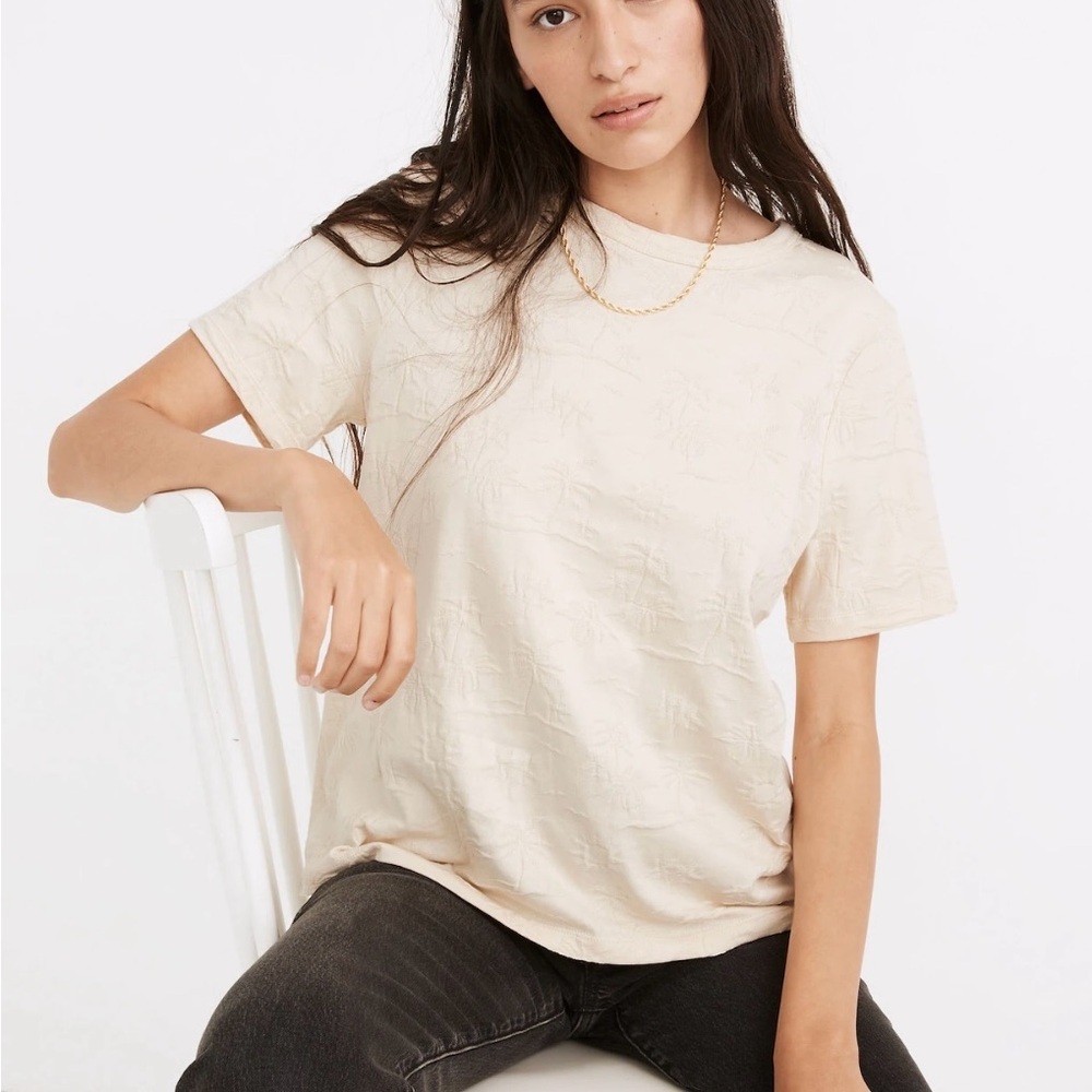 Madewell Palm Tree Jacquard Tomboy Tee Size M